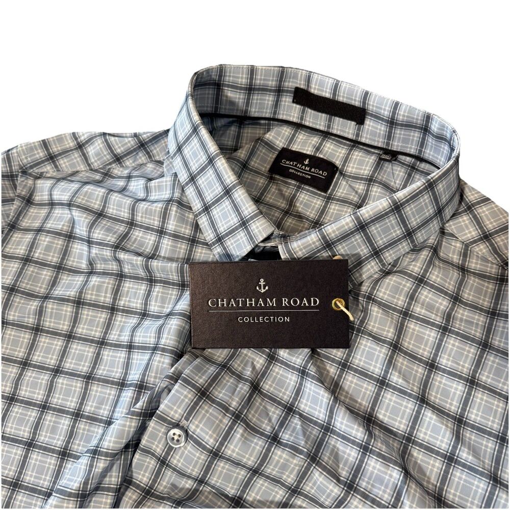 Chatham Road Collection Long Sleeve Button Down Casual Blue Gray Plaid NWT Small - Picture 3 of 10